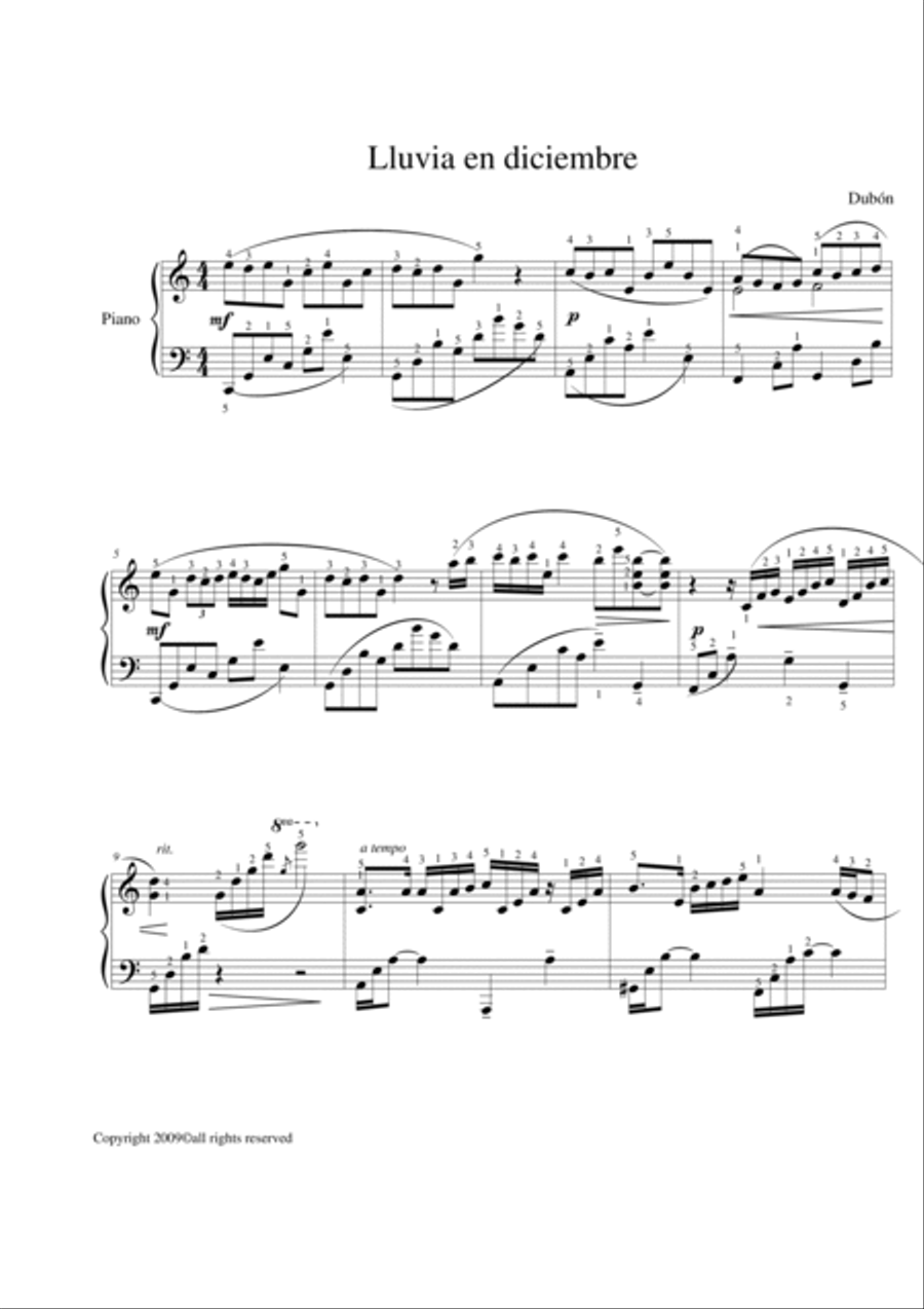 Lluvia en diciembre Lluvia en diciembre Piano Solo scores gallery preview page 2
