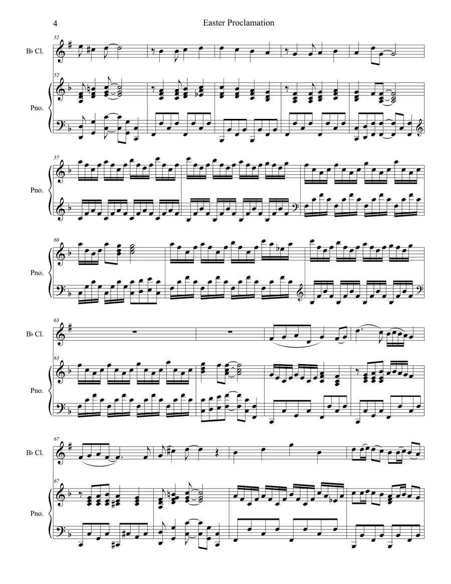 Easter Proclamation (The Risen Christ) (Bb-Clarinet solo and Piano) Easter Proclamation (The Risen Christ) (Bb-Clarinet solo and Piano) Clarinet Solo scores gallery preview page 4
