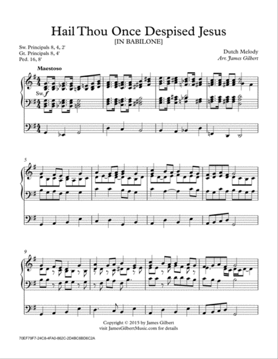 Hail Thou Once Despised Jesus Organ Solo scores gallery preview page 1