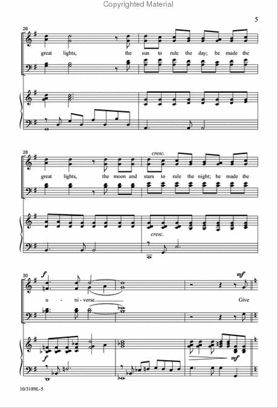 A Psalm of Thanks 4-Part scores gallery preview page 5