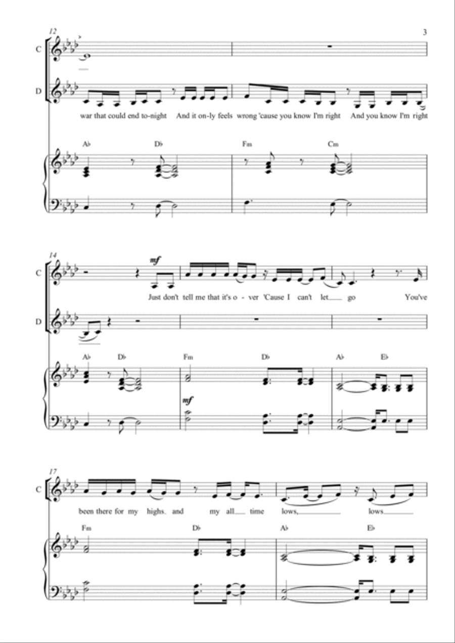 Not How Our Story Goes Piano, Vocal, Guitar scores gallery preview page 3