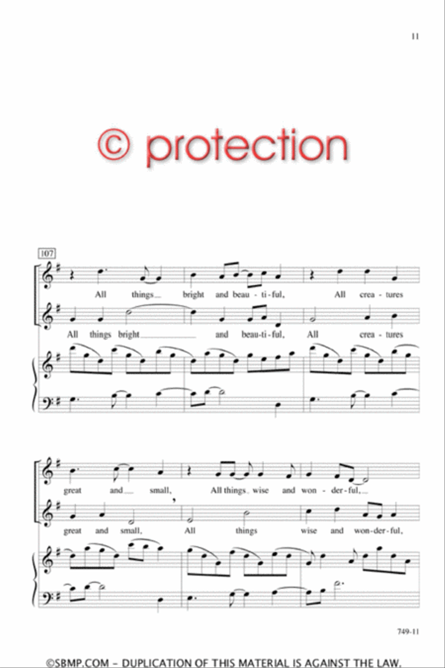 All Things Bright and Beautiful - SA Octavo SA scores gallery preview page 11