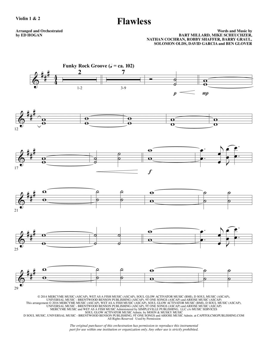 Flawless - Violin 1, 2 Choir scores gallery preview page 1