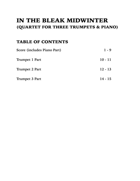 In the Bleak Midwinter (Quartet for Three Trumpets and Piano) image number null