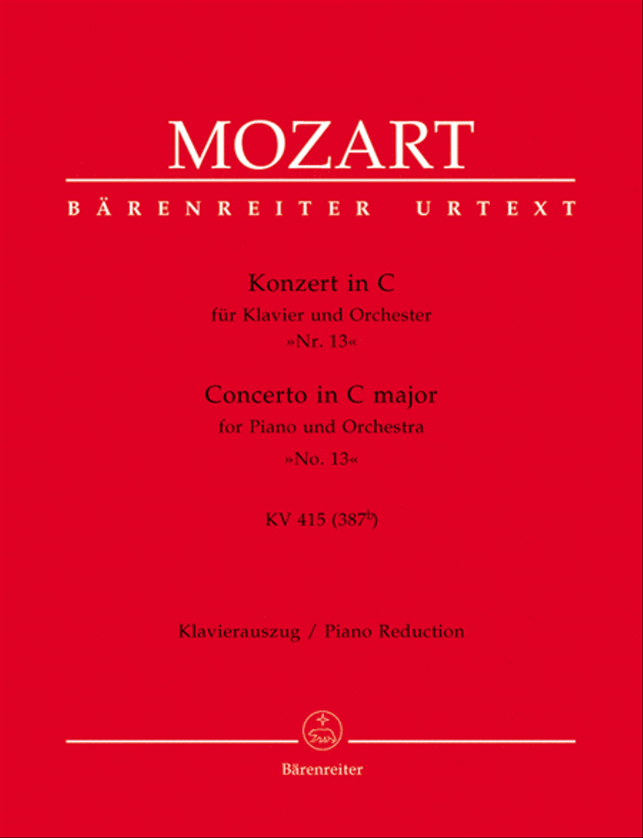 Concerto for Piano and Orchestra, No. 13 C major, KV 415 (387b) Piano Solo scores gallery preview page 1