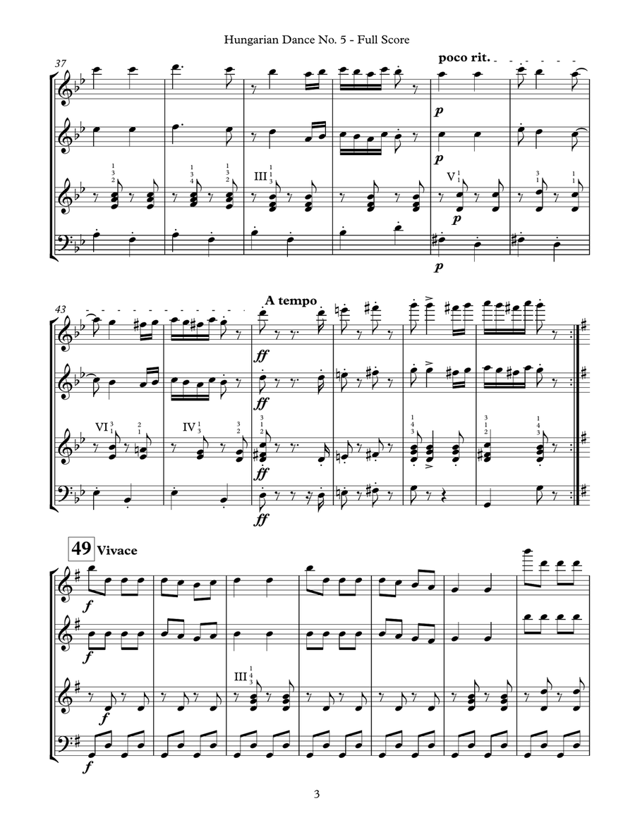 Hungarian Dance No. 5 (for Guitar Quartet) Guitar Ensemble scores gallery preview page 5
