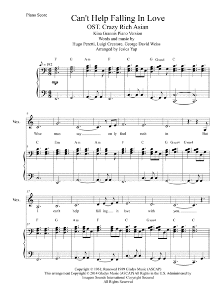 Can't Help Falling In Love Voice scores gallery preview page 1