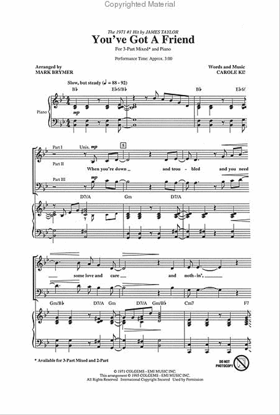 You've Got a Friend You've Got a Friend 3-Part scores gallery preview page 2