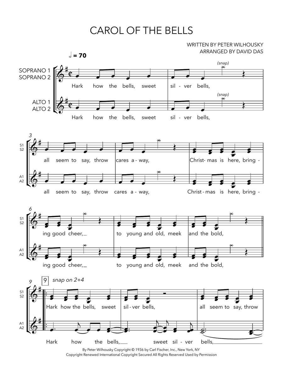 Carol Of The Bells SSAA scores gallery preview page 2