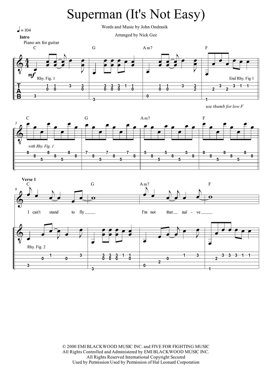 Superman (It's Not Easy) Acoustic Guitar scores gallery preview page 1