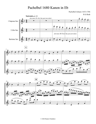 Book cover for Pachelbel Canon in Eb Sax Trio