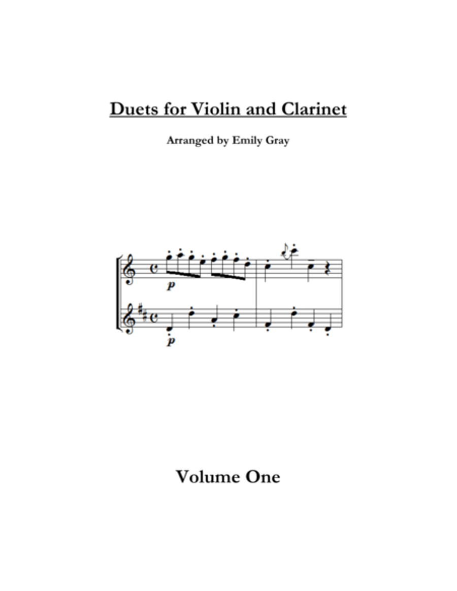 Duets for Violin and Clarinet, Volume One Clarinet scores gallery preview page 1