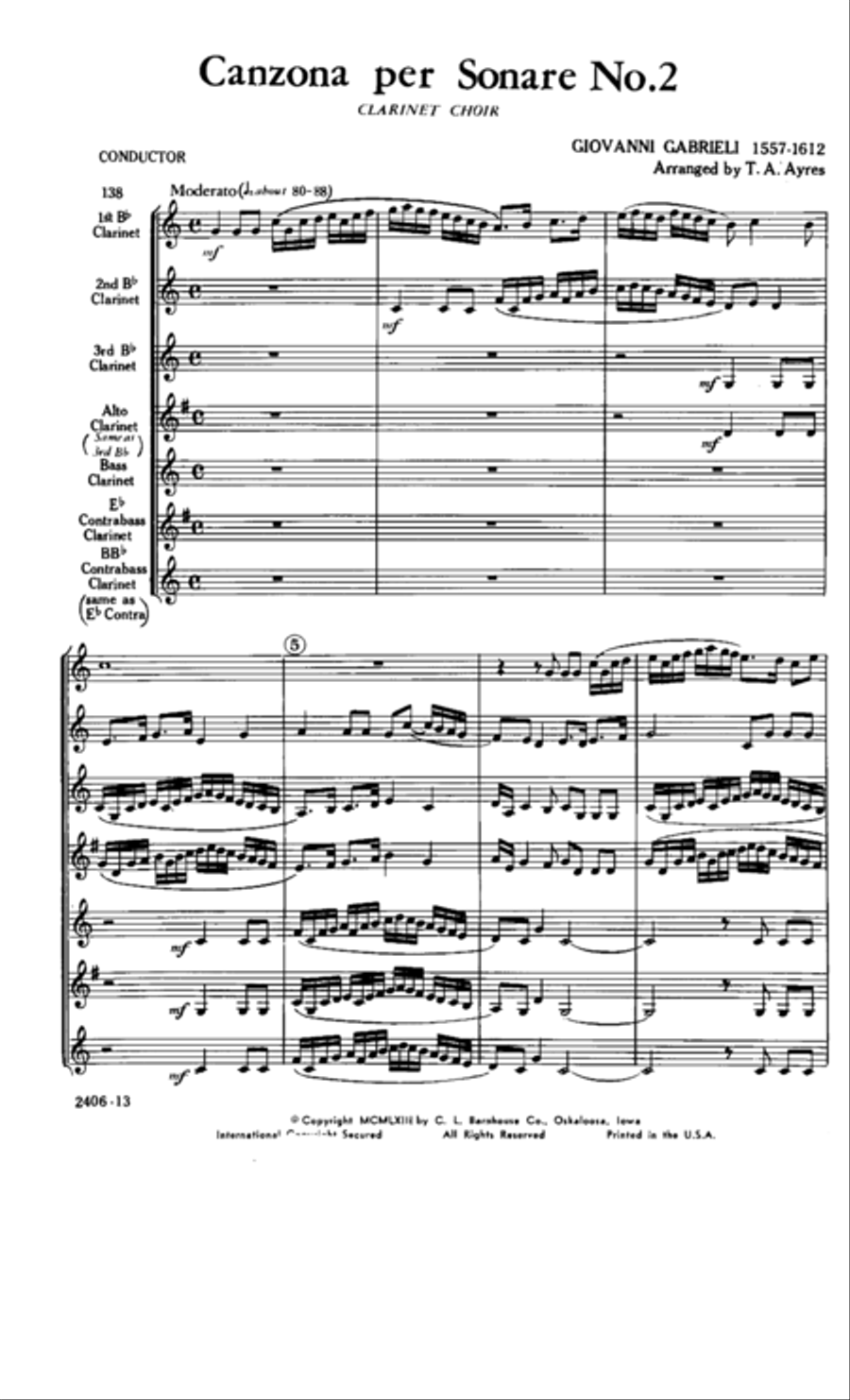 Canzona per Sonare No. 2 Clarinet Choir scores gallery preview page 2