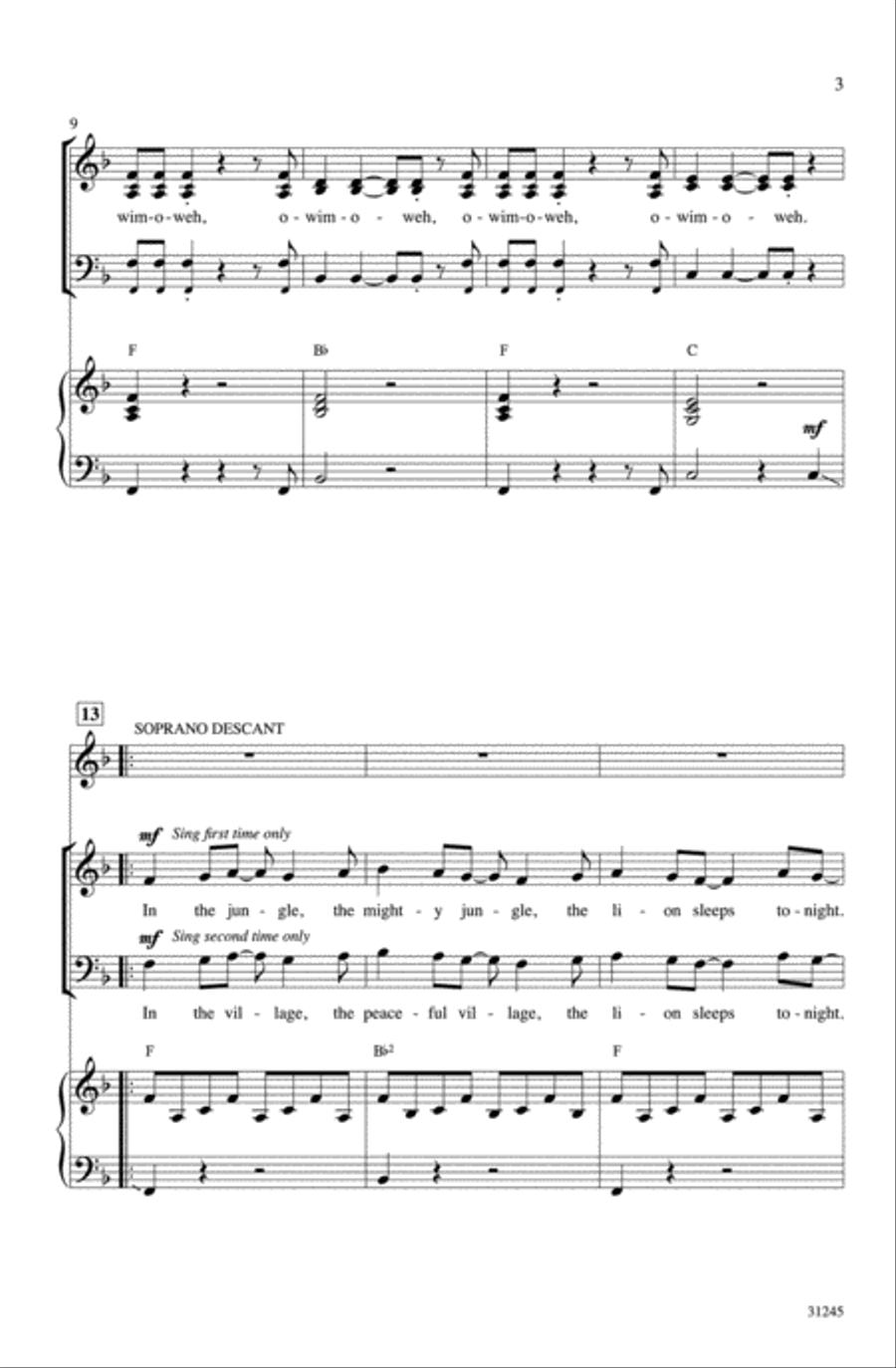 The Lion Sleeps Tonight 3-Part scores gallery preview page 3