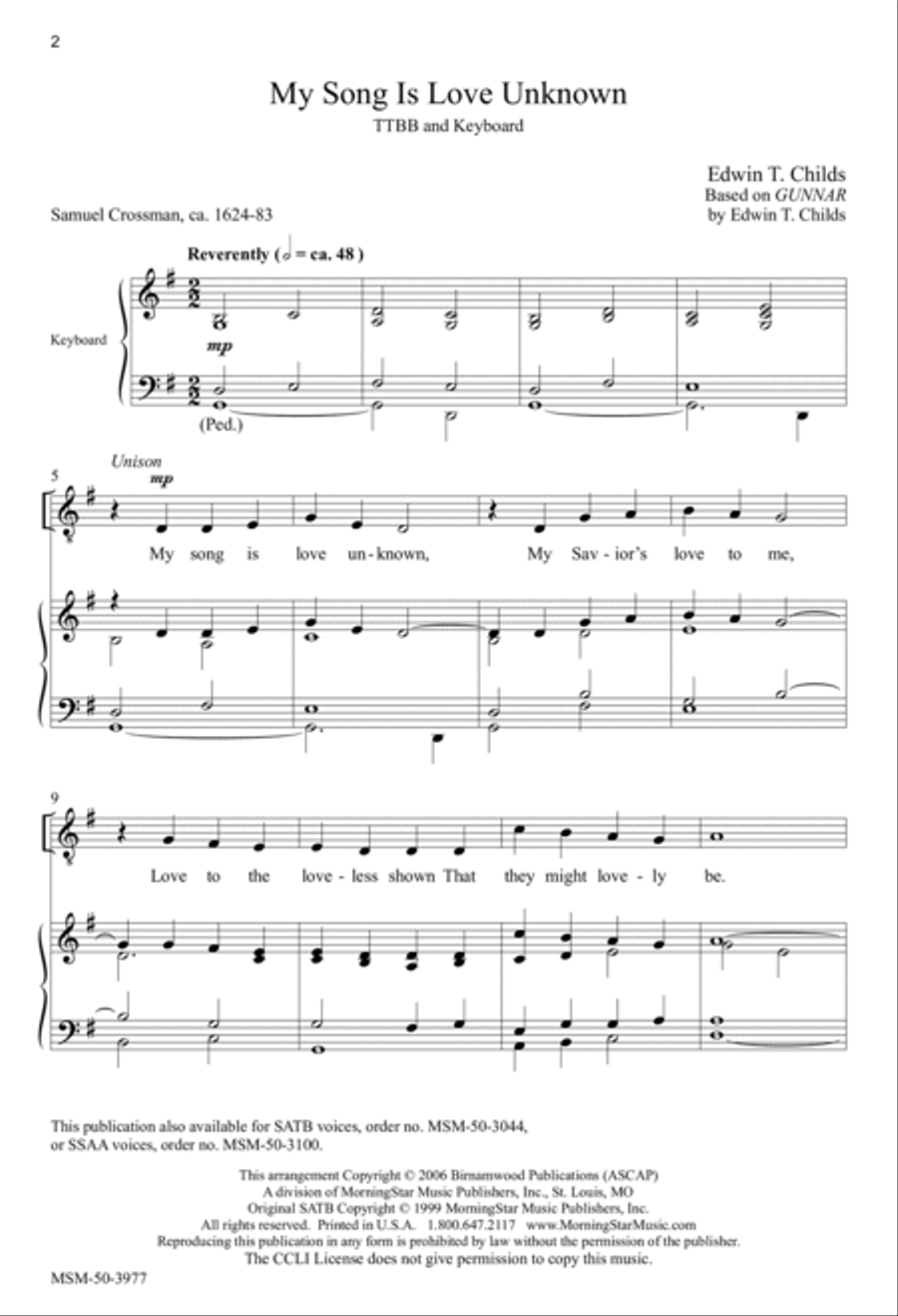 My Song Is Love Unknown My Song Is Love Unknown TTBB scores gallery preview page 2