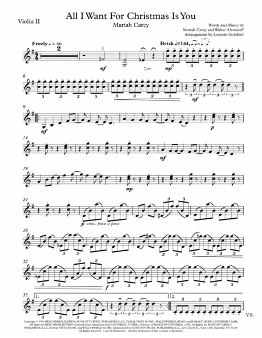 All I Want For Christmas Is You String Quartet scores gallery preview page 3