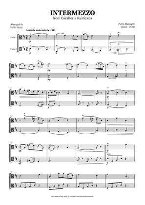 Intermezzo from Cavalleria Rusticana for Viola Duet in D Major