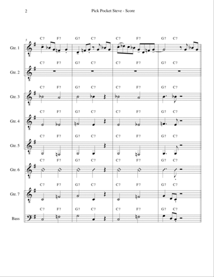 Pick Pocket Steve (for Guitar Ensemble) Guitar Ensemble scores gallery preview page 2