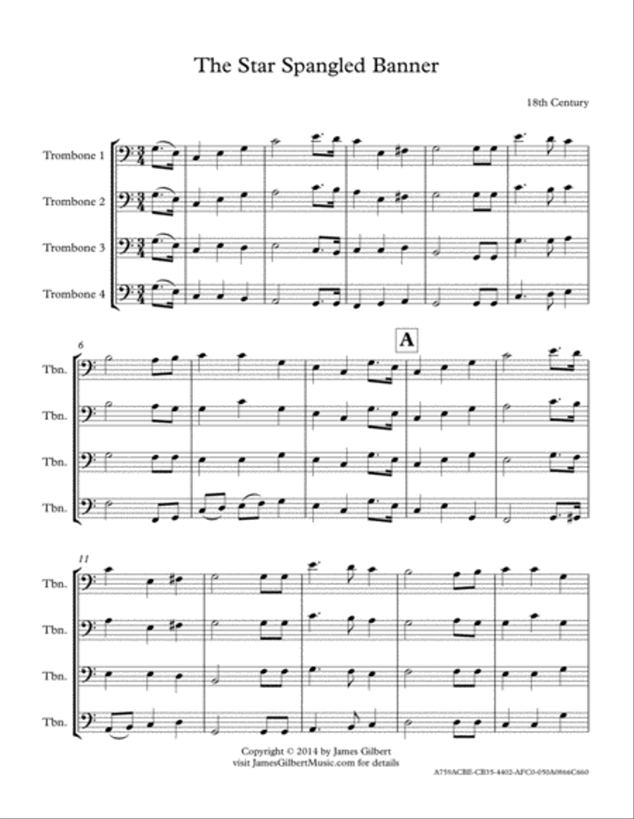 The Star Spangled Banner (National Anthem) Brass Ensemble scores gallery preview page 4