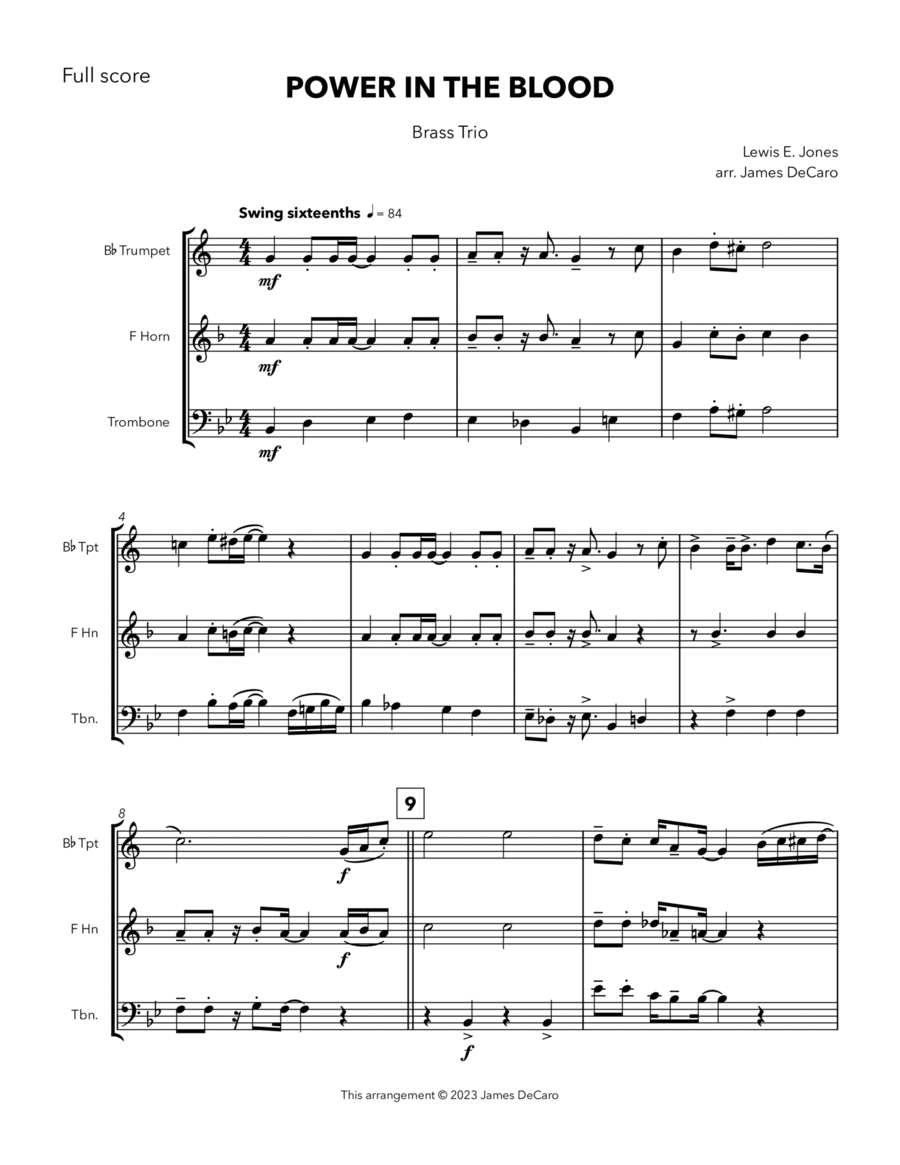 Power in the Blood Power in the Blood Horn scores gallery preview page 1