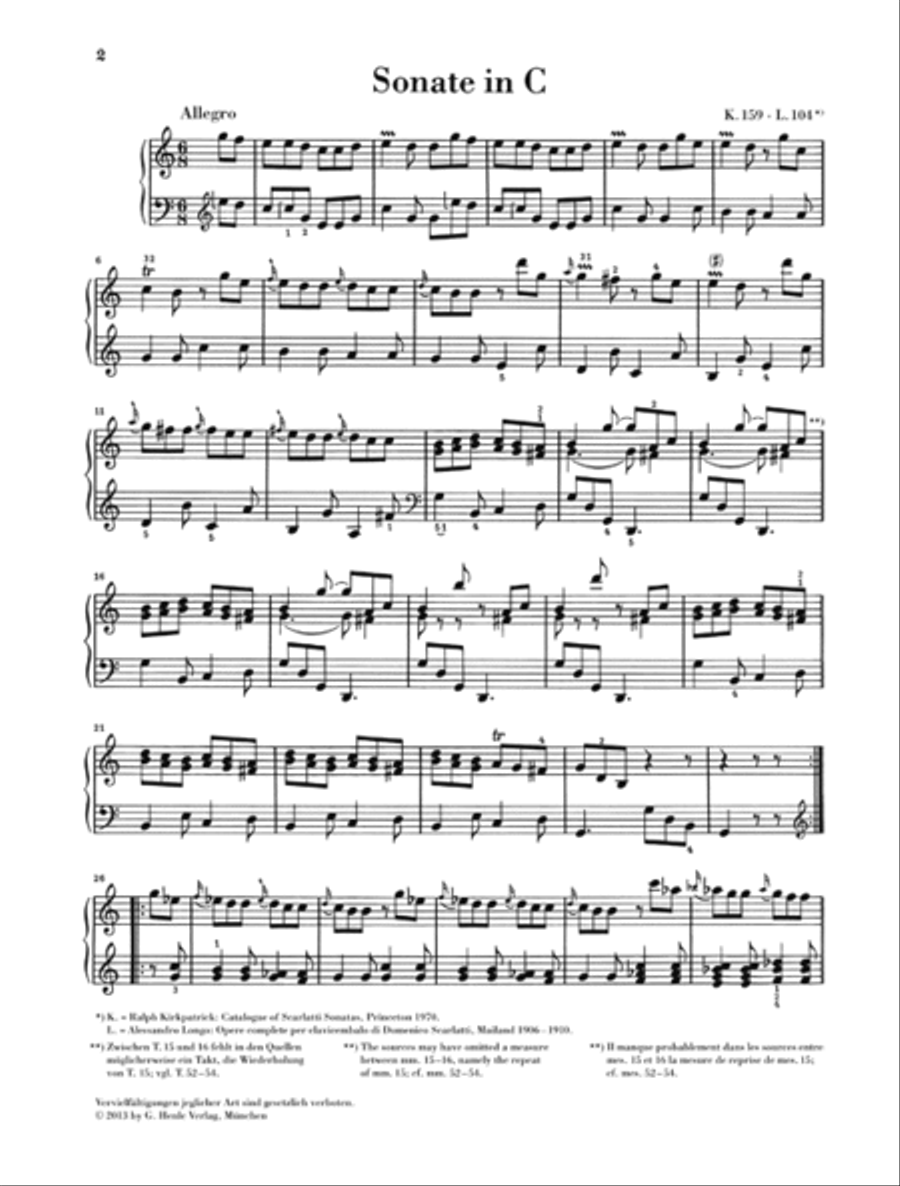 Piano Sonata in C Major K. 159, L. 104