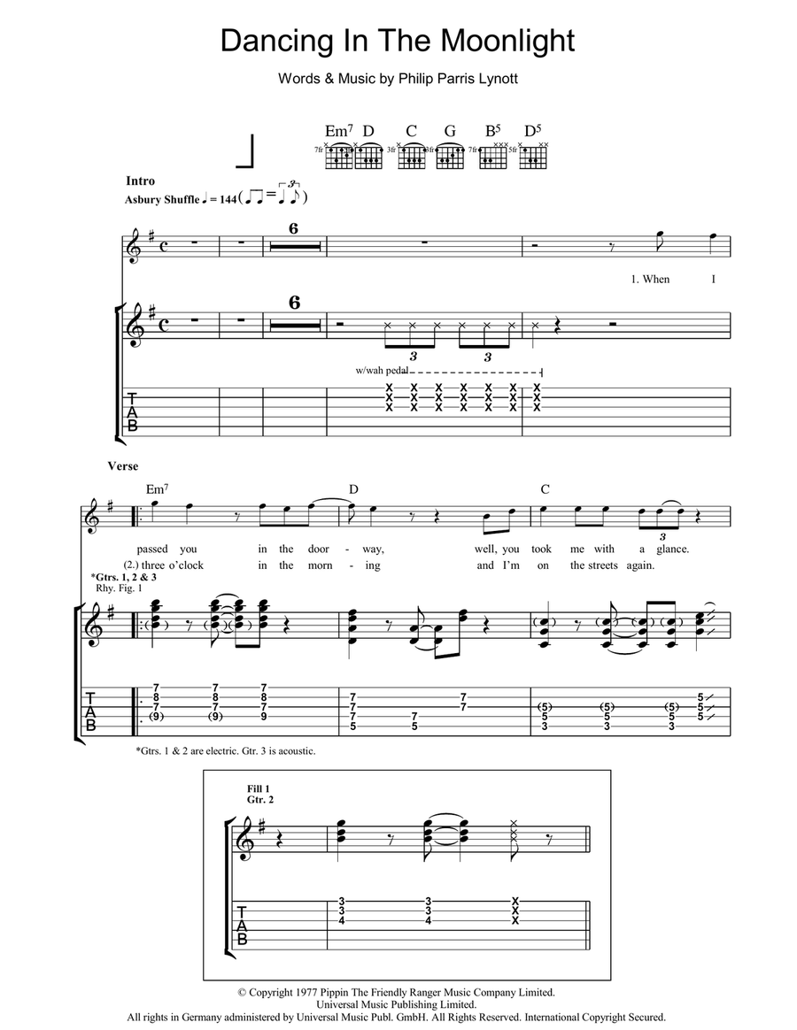 Dancing In The Moonlight Electric Guitar scores gallery preview page 1