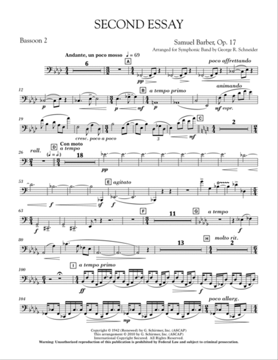 Second Essay - Bassoon 2 Concert Band scores gallery preview page 2
