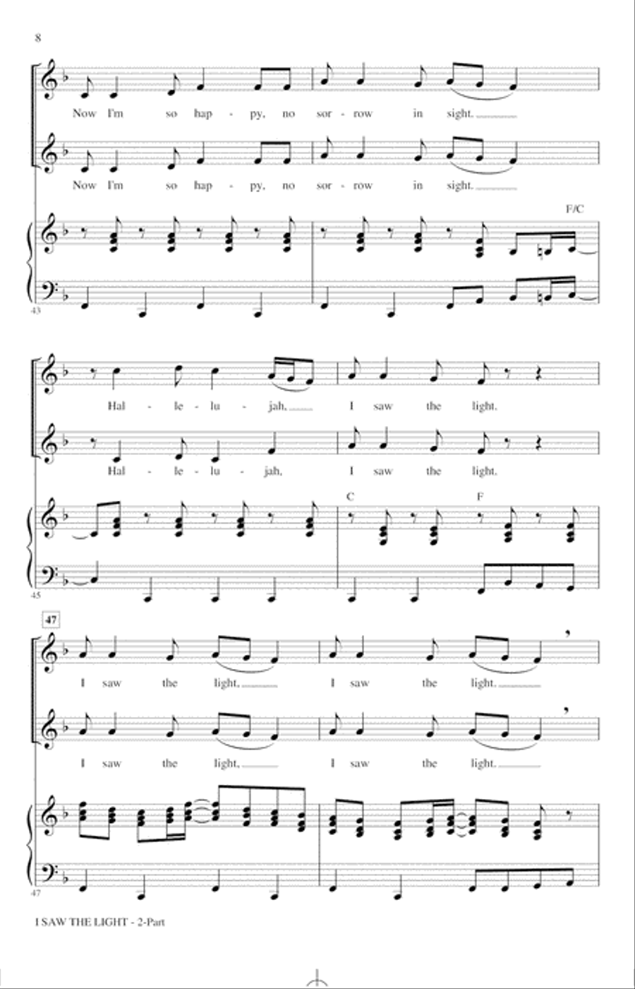 I Saw The Light (arr. Audrey Snyder) 2-Part scores gallery preview page 6