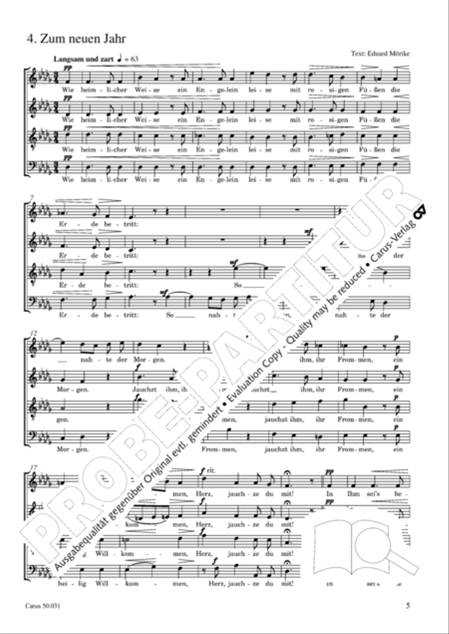 Funf Chorlieder (Morike) op. 31 Choir scores gallery preview page 6