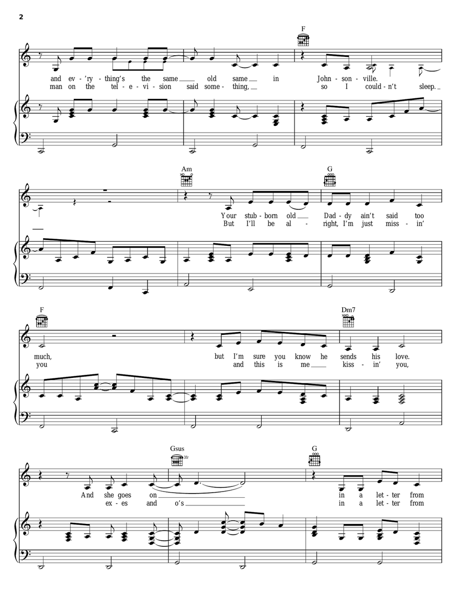 Letters From Home Letters From Home Piano, Vocal, Guitar scores gallery preview page 2