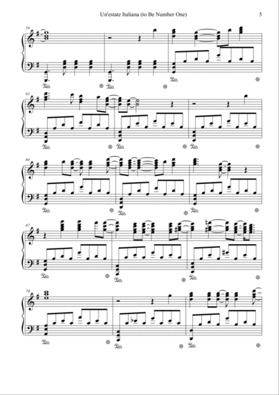 Un'estate Italiana (to Be Number One) Piano Solo scores gallery preview page 5