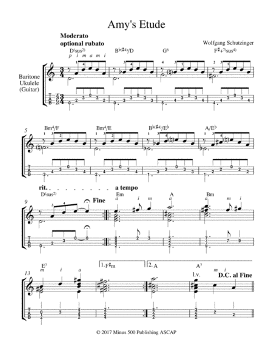 Amy's Etude Ukulele scores gallery preview page 1