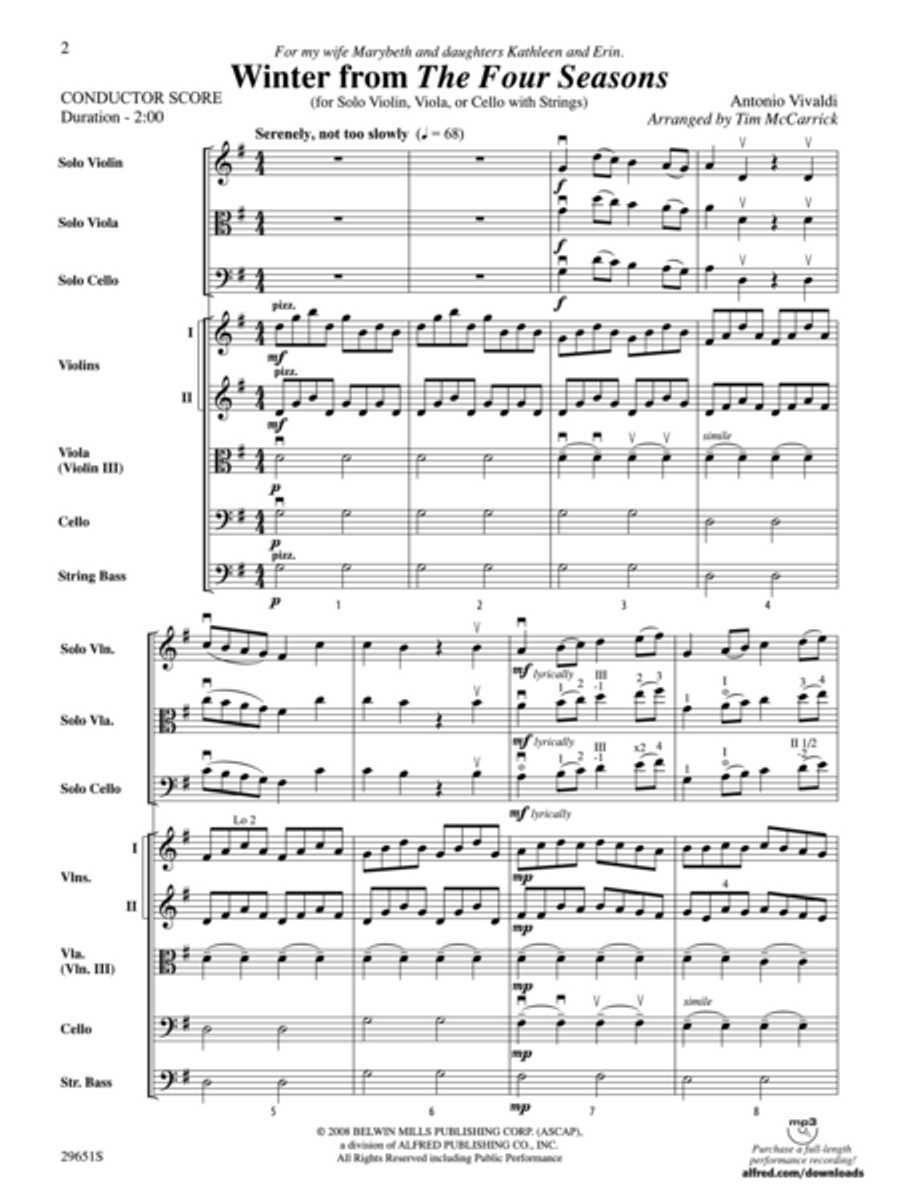 Winter from The Four Seasons (score only) String Orchestra scores gallery preview page 2