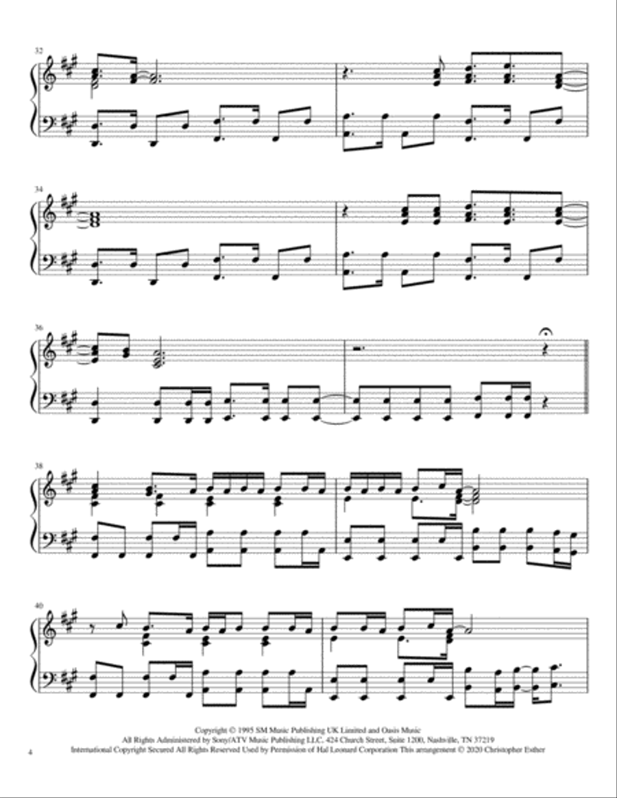 Wonderwall Piano Solo scores gallery preview page 4