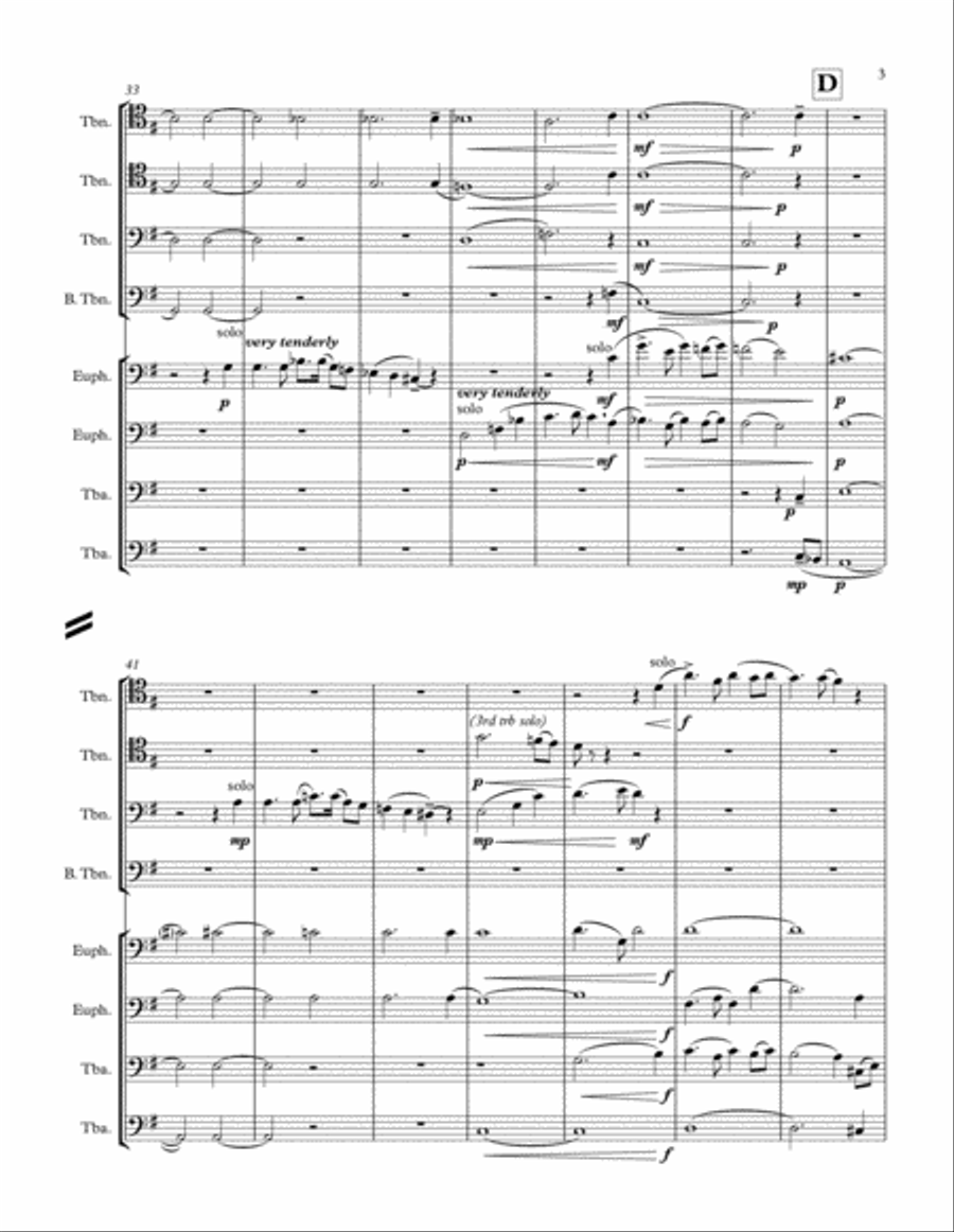 Um Mitternacht for 8 part trombone or low brass choir Brass Ensemble scores gallery preview page 3