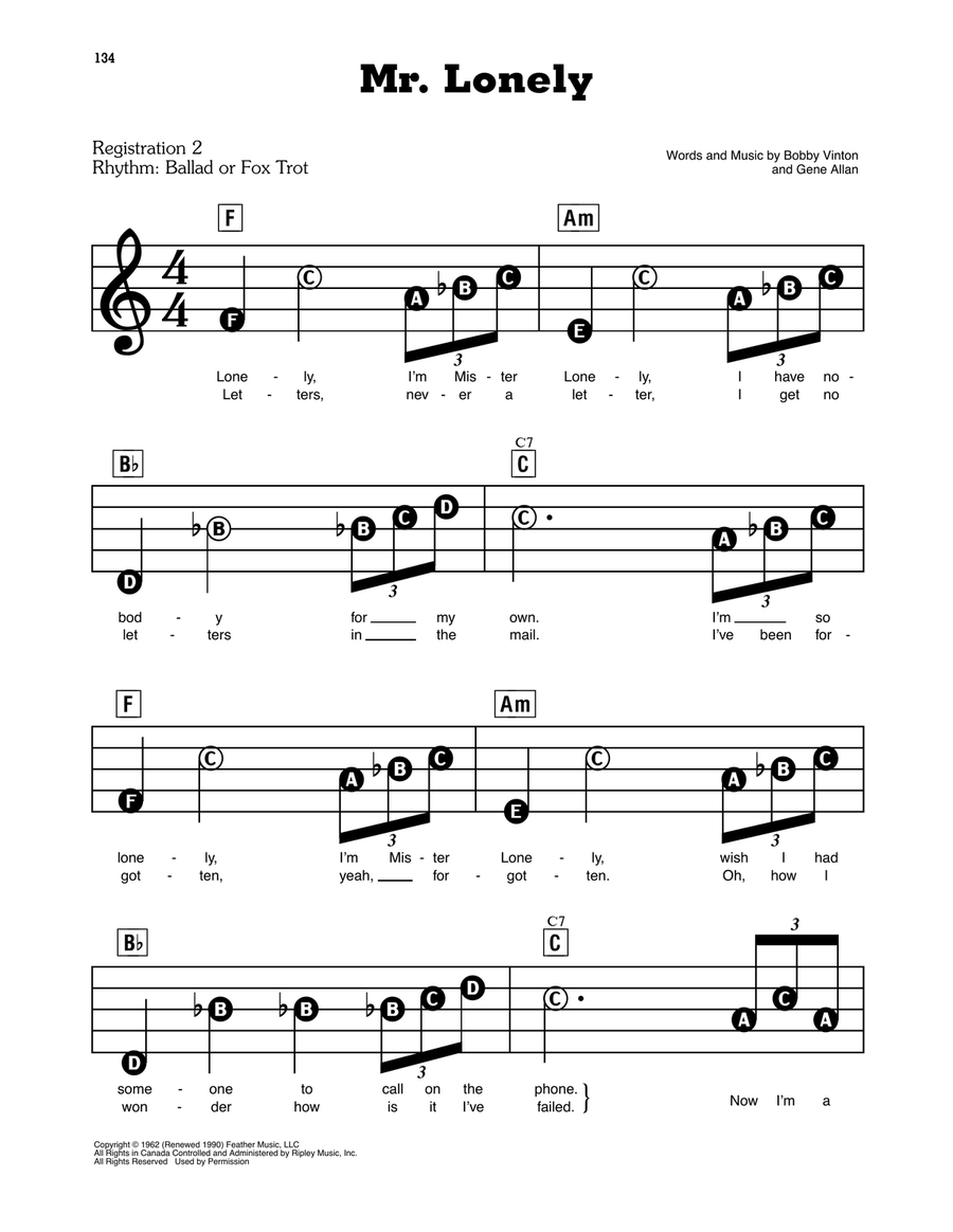 Mr. Lonely Mr. Lonely Electronic Keyboard scores gallery preview page 1