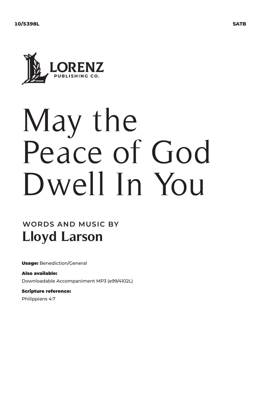 May the Peace of God Dwell In You