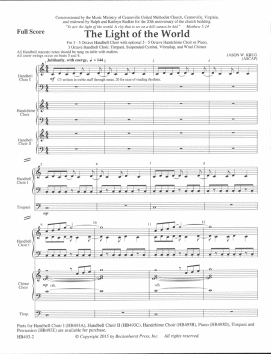 The Light of the World - full score Handbell Choir scores gallery preview page 2