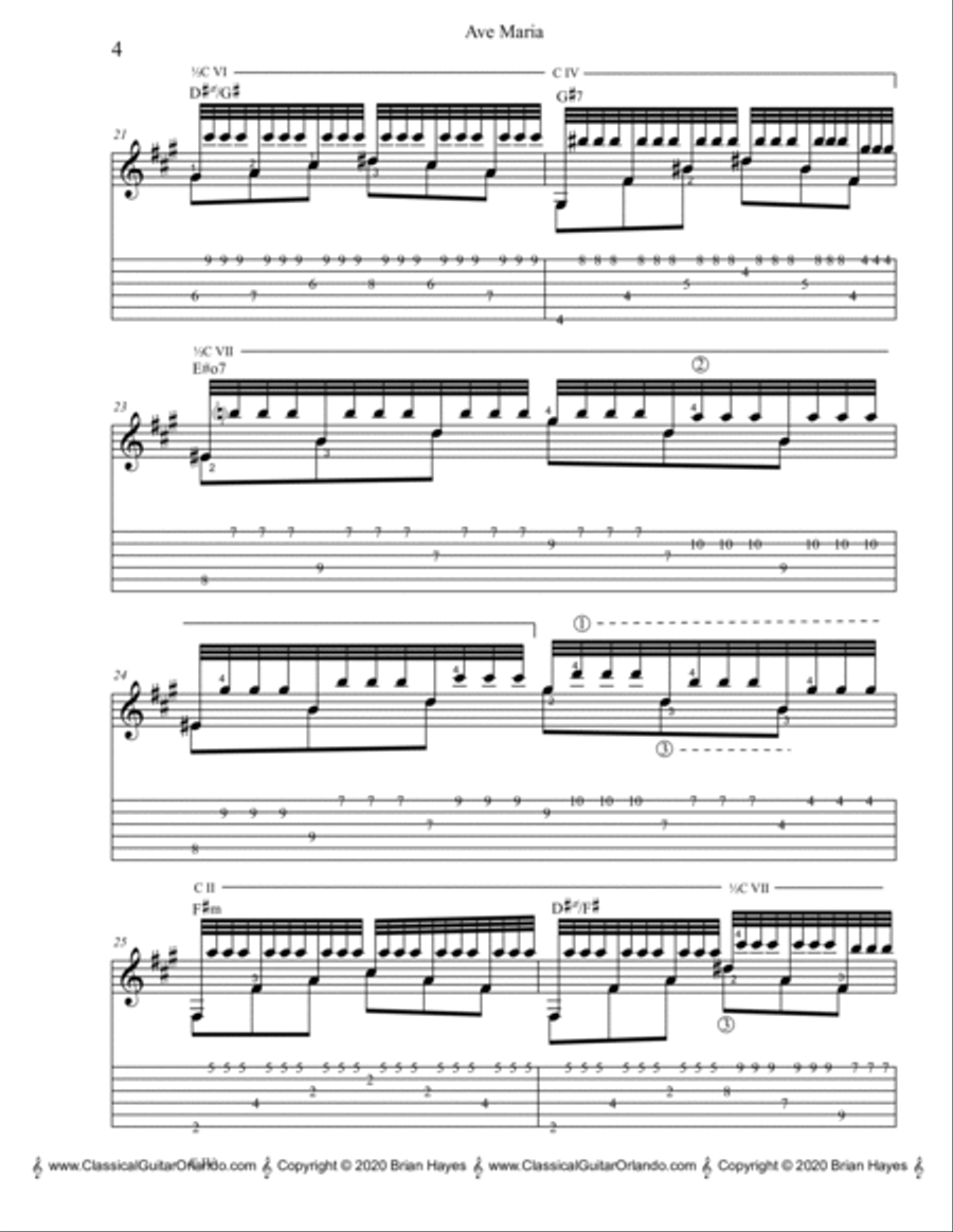 Ave Maria (Schubert) (with Tablature) Classical Guitar scores gallery preview page 5