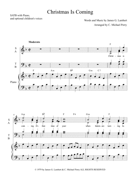 Christmas Is Coming SATB with optional Children's Voices image number null