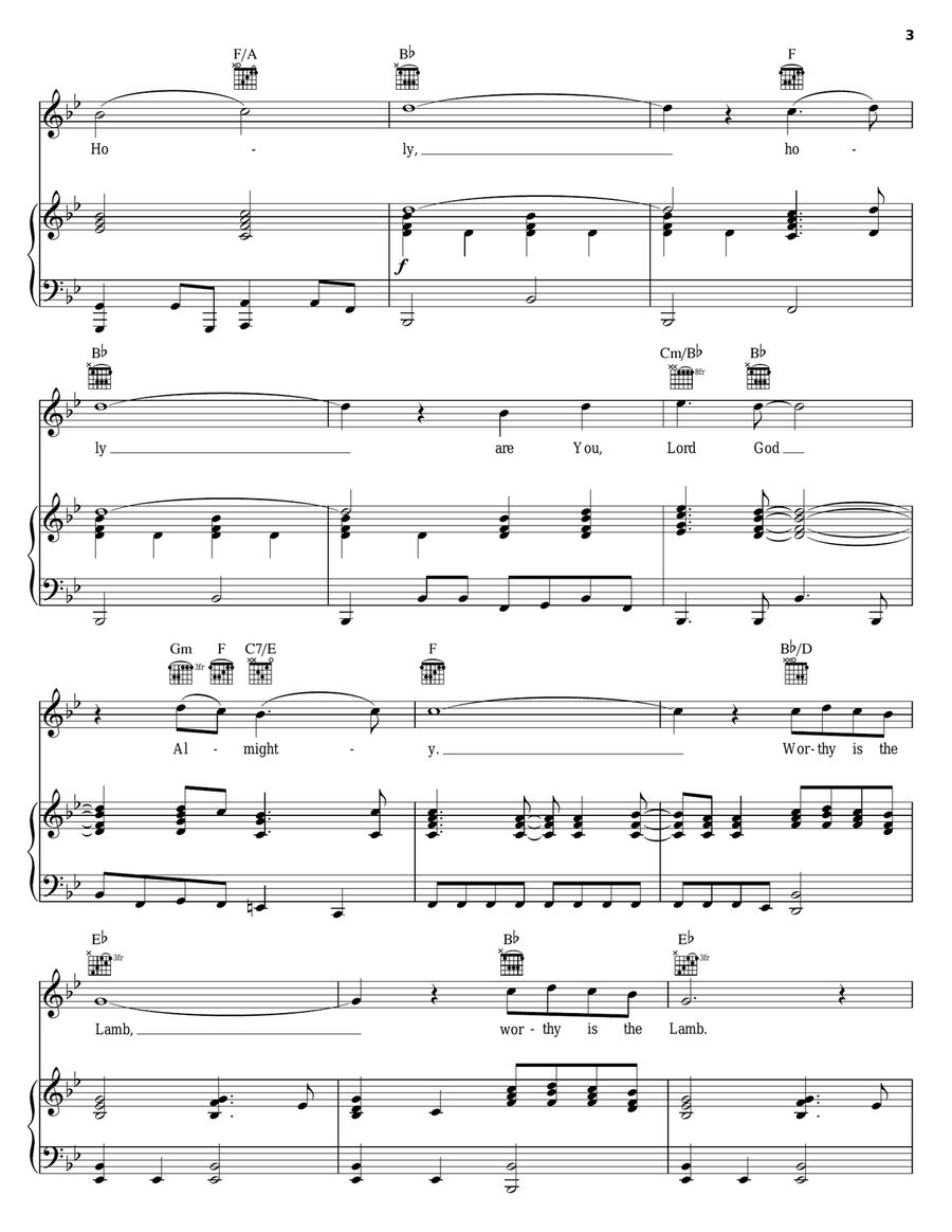 Agnus Dei Piano, Vocal, Guitar scores gallery preview page 3