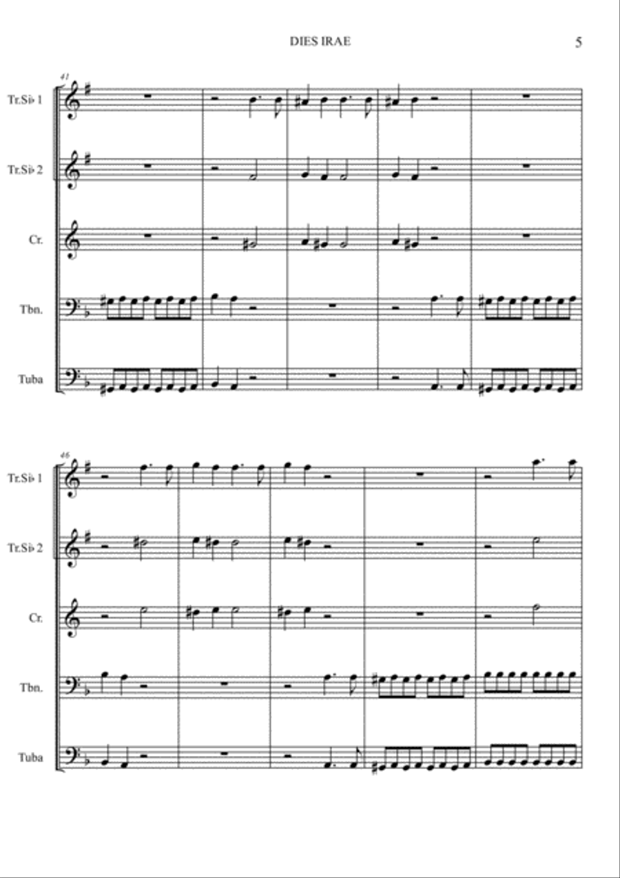 DIES IRAE from REQUIEM by W. A. Mozart Brass Ensemble scores gallery preview page 6