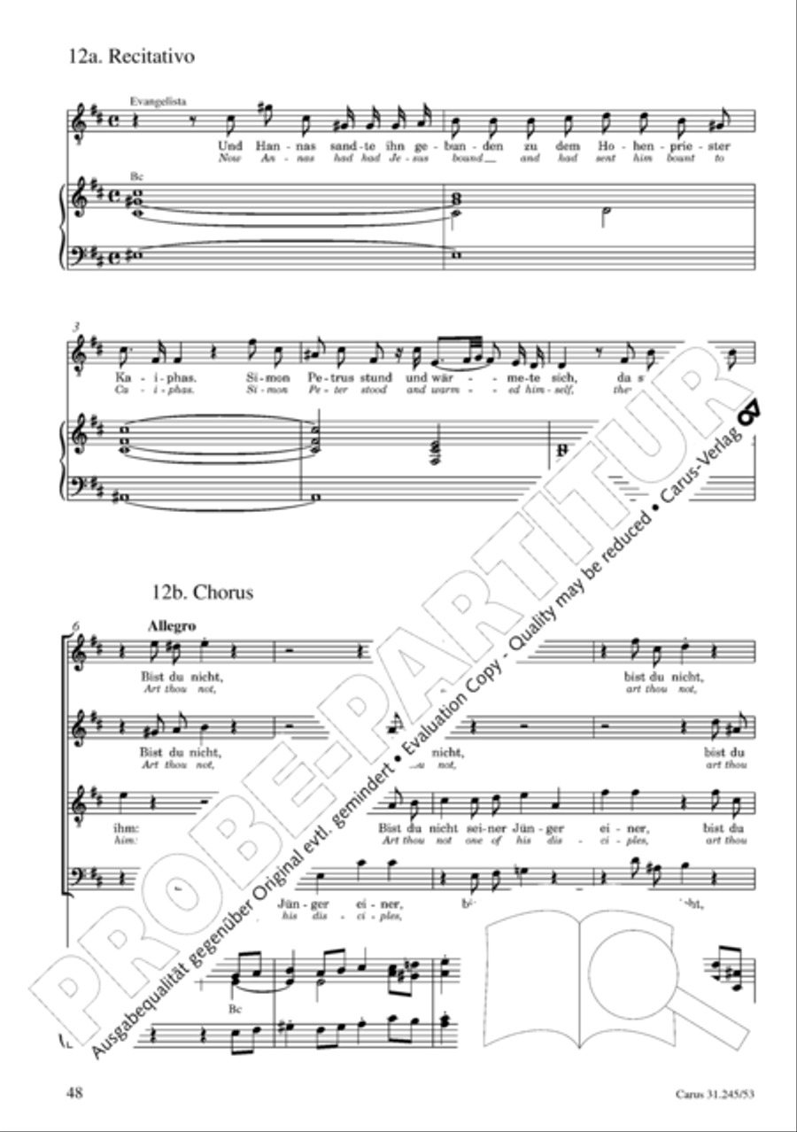 St. John Passion (Johannes-Passion) 4-Part scores gallery preview page 49