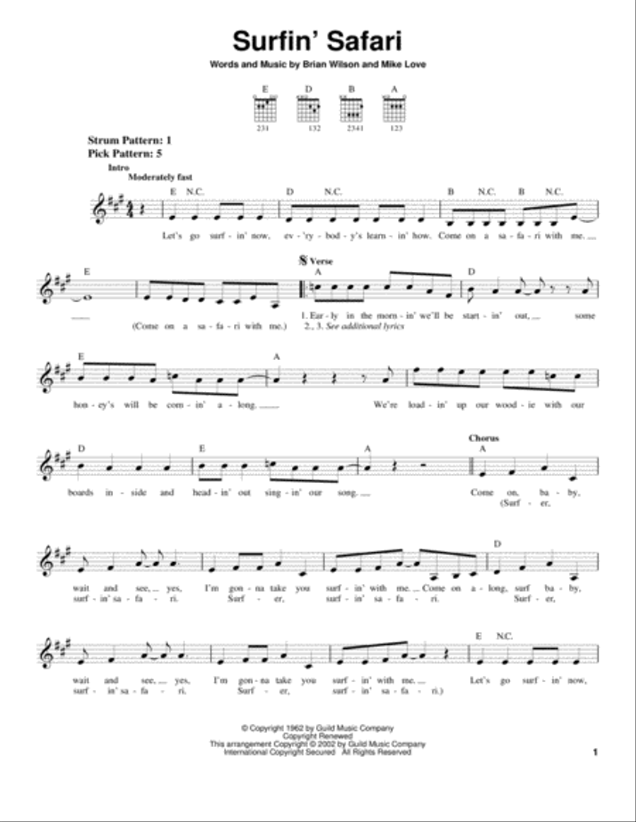 Surfin' Safari Acoustic Guitar scores gallery preview page 1