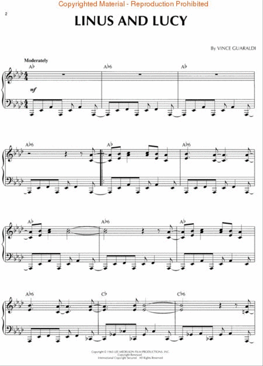 Linus and Lucy Piano Solo scores gallery preview page 2