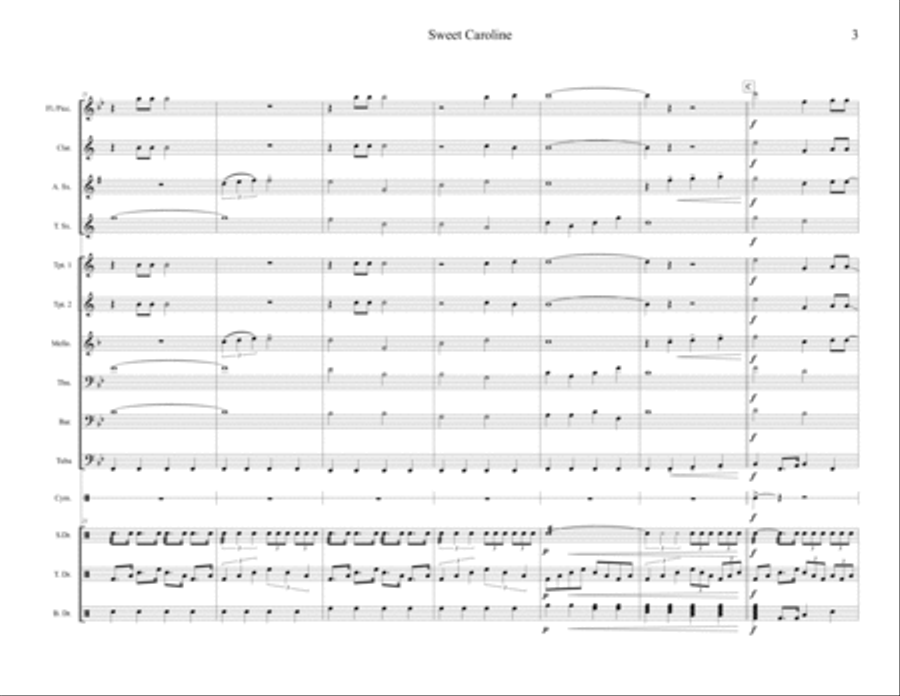 Sweet Caroline Sweet Caroline Marching Band scores gallery preview page 3