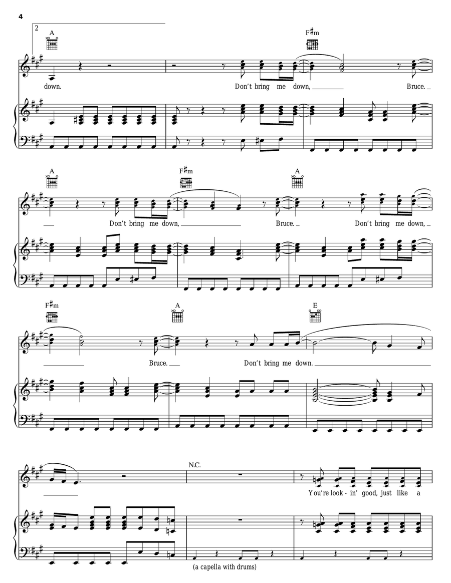 Don't Bring Me Down Piano, Vocal, Guitar scores gallery preview page 4