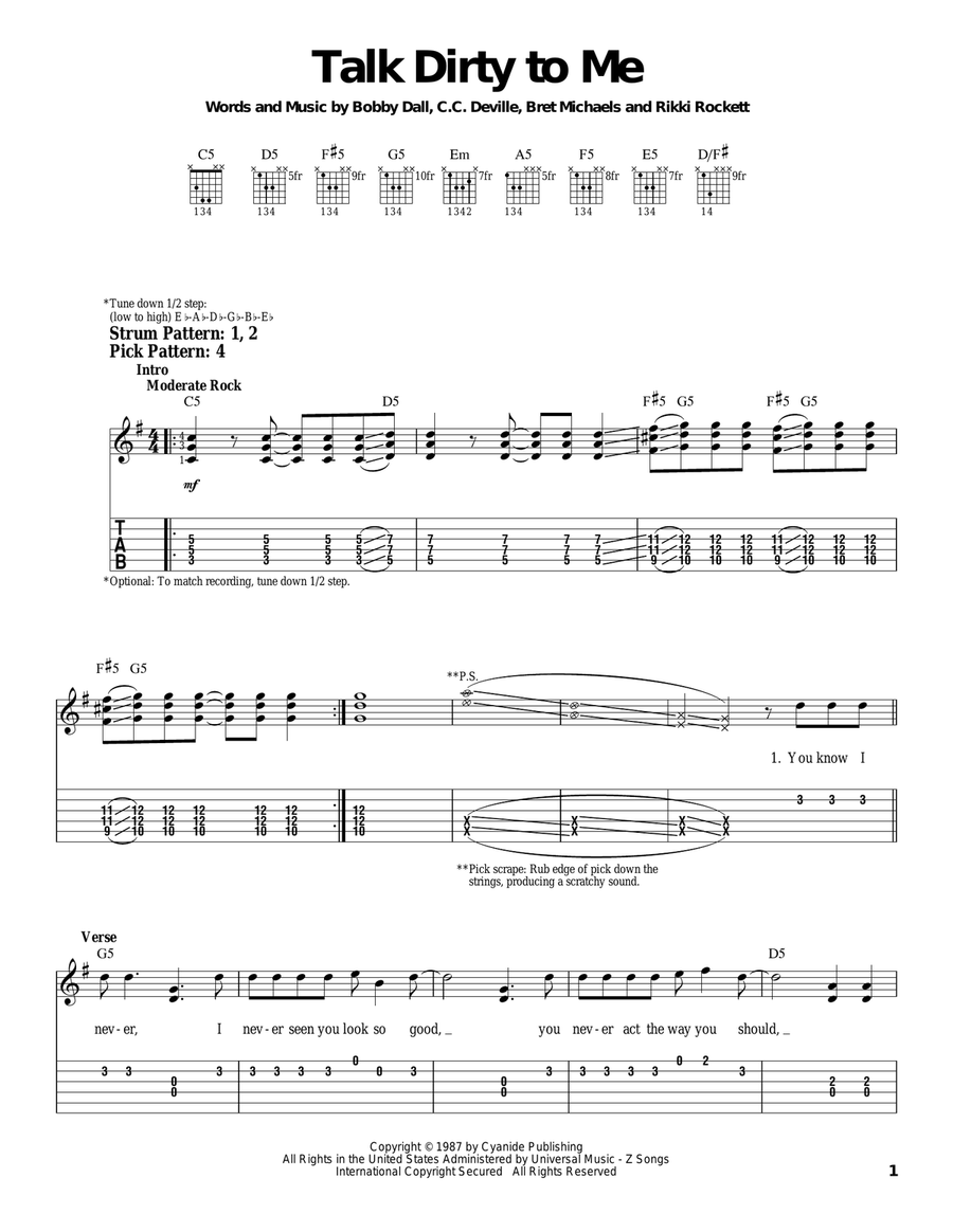 Talk Dirty To Me Acoustic Guitar scores gallery preview page 1