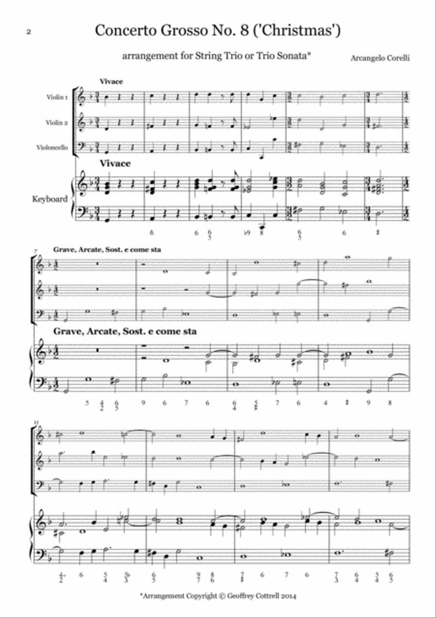 Corelli - Christmas Concerto - arranged as a string trio sonata Cello scores gallery preview page 2