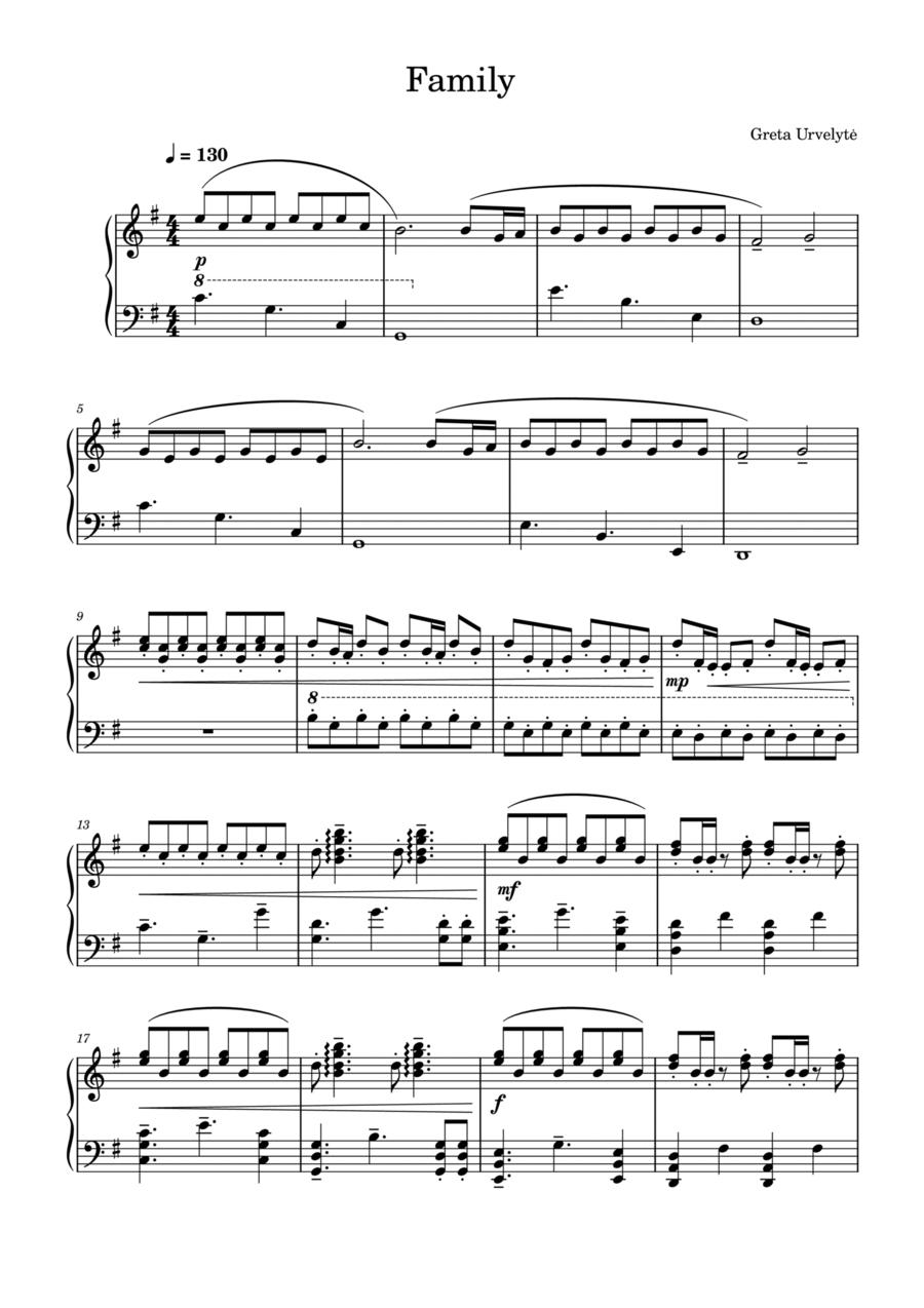 Family Piano Solo scores gallery preview page 1